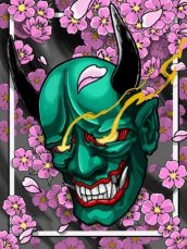 Hannya and Cherry Blossoms